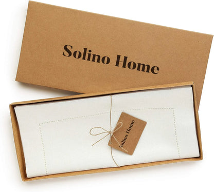 Linen Ivory Table Runner 90 Inches Long - 100% Pure Linen Hemstitch 14 X 90 Inch Table Runner for Dining, Spring, Summer, Mothers Day - Classic Hemstitch
