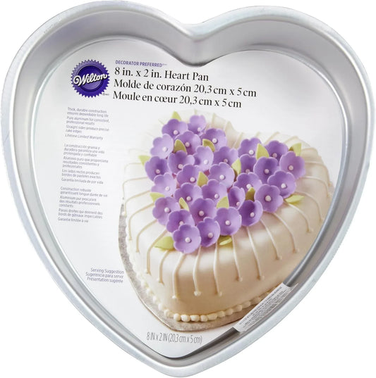 Decorator Preferred Heart Shaped Cake Pan, 8-In. Baking Pan for Lovely Cakes, Aluminum