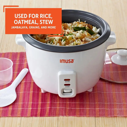 USA GAU-00012 Electric Nonstick Rice Cooker 5-Cup (Uncooked) 10-Cup (Cooked), White