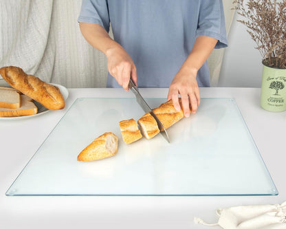 Glass Cutting Board 20”X16”: Tempered Glass Kitchen Counter Protector - Durable- Scratch-Resistant, Heat-Proof - Clear Design