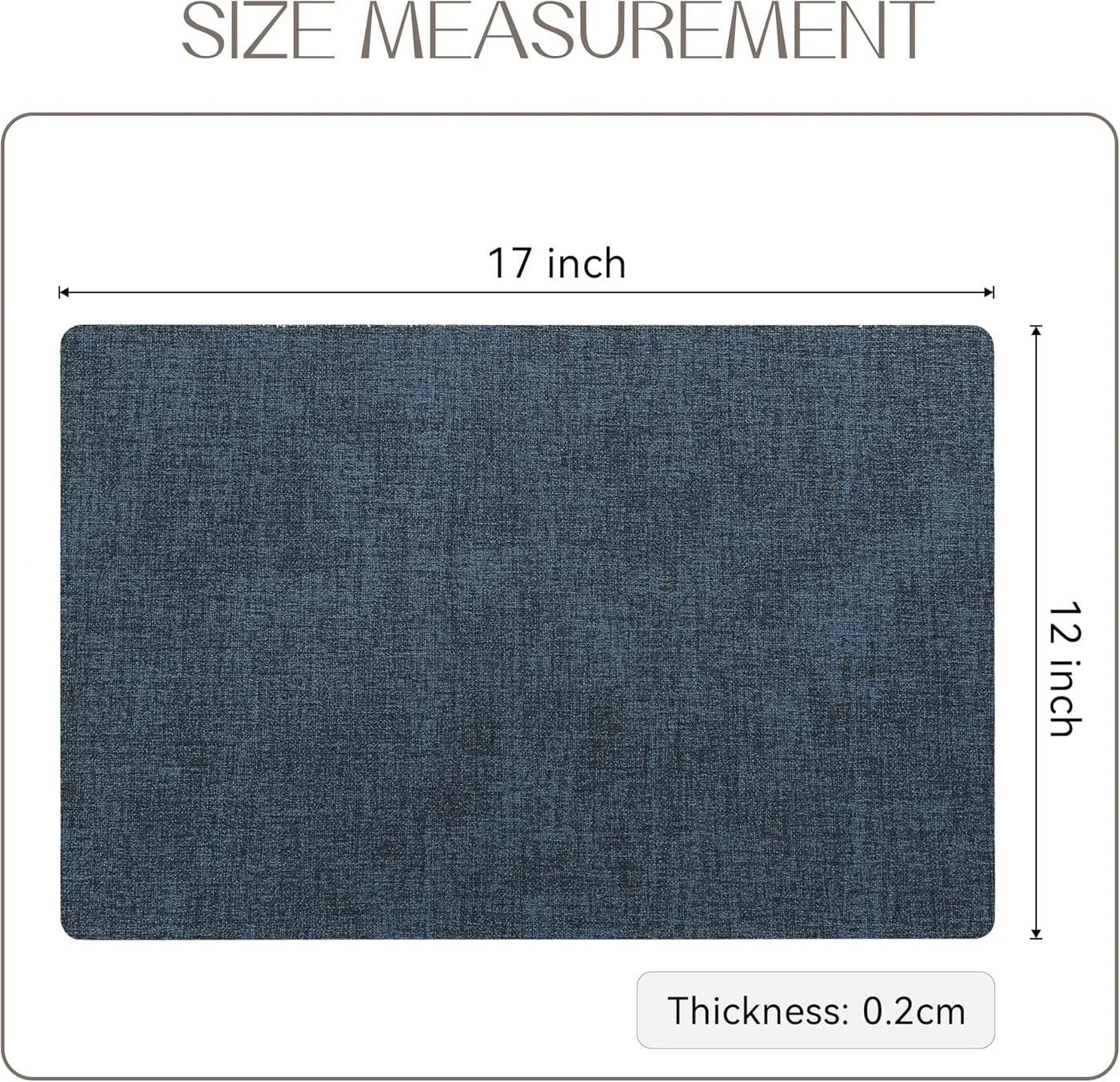 Vinyl Placemats Set of 4-12 X 17 Inch - Faux Leather 100% Waterproof Oil-Proof Wipeable Place Mats, Heat Resistant Reversible PU Table Mats for Kitchen Dining Party Outdoor, Navy Blue