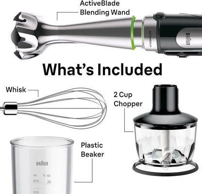 Multiquick 7 3-In-1 Immersion Blender with Food Processor – Powerful Handheld Electric Stick Blender - Emulsifier for Chopping, Beating & Whisking - Ideal for Soup, Puree, Smoothies & More