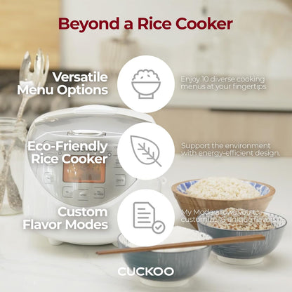 Micom Rice Cooker 6 Cup Uncooked / 12 Cup Cooked, Korean Fuzzy Logic Rice Cooker with Delay Timer & Keep Warm Setting, Versatile Food Steamer with Non-Stick Inner Pot, Silver (CR-0632F)