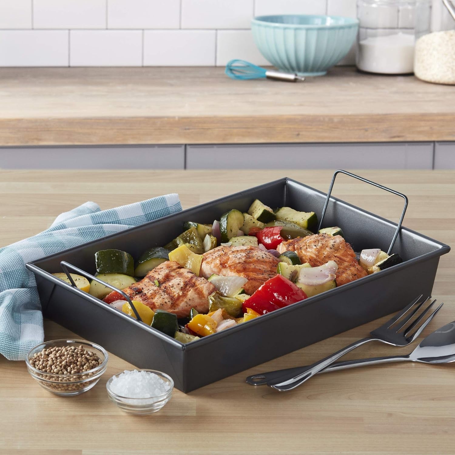 Professional Non-Stick Roast Pan with Non-Stick Rack, 13-Inch-By-9-Inch
