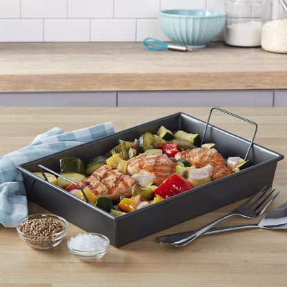 Professional Non-Stick Roast Pan with Non-Stick Rack, 13-Inch-By-9-Inch