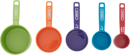 5-Piece Measuring Cup Set with Coffee Scoop, Durable Plastic Nesting Measuring Cups with Easy-Read Markings, Bpa-Free, Dishwasher Safe