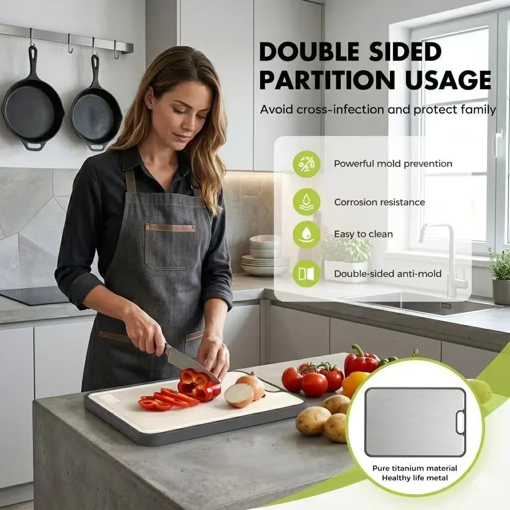 Double-sided anti-mold cutting board for healthy kitchen prep with pure titanium material