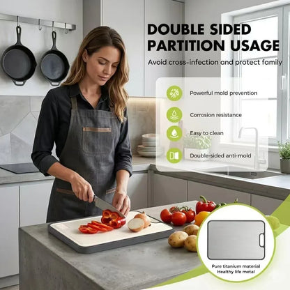Double-sided anti-mold cutting board for healthy kitchen prep with pure titanium material