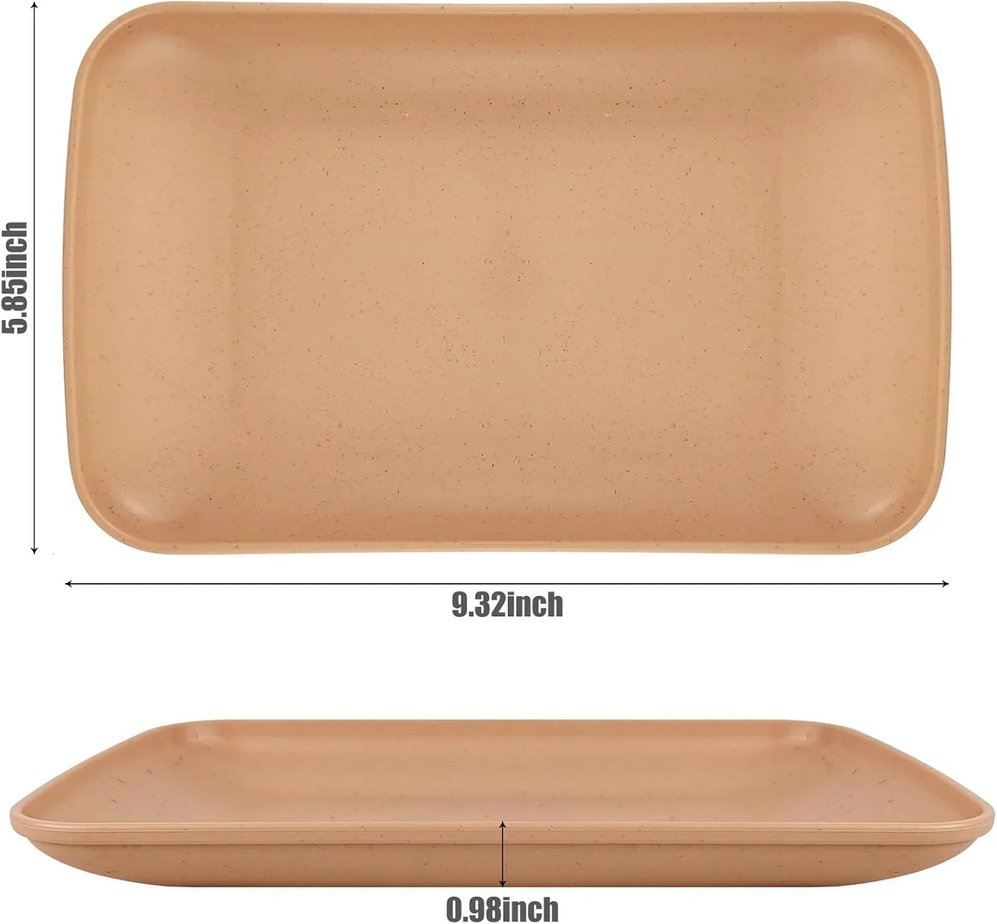 Wheat Straw Plates,4 Pack Rectangular Dinner Plates,Dinner Dishes Lightweight Plates Salad Plate for Kitchen Camping - BPA Free (4, Multicolour)