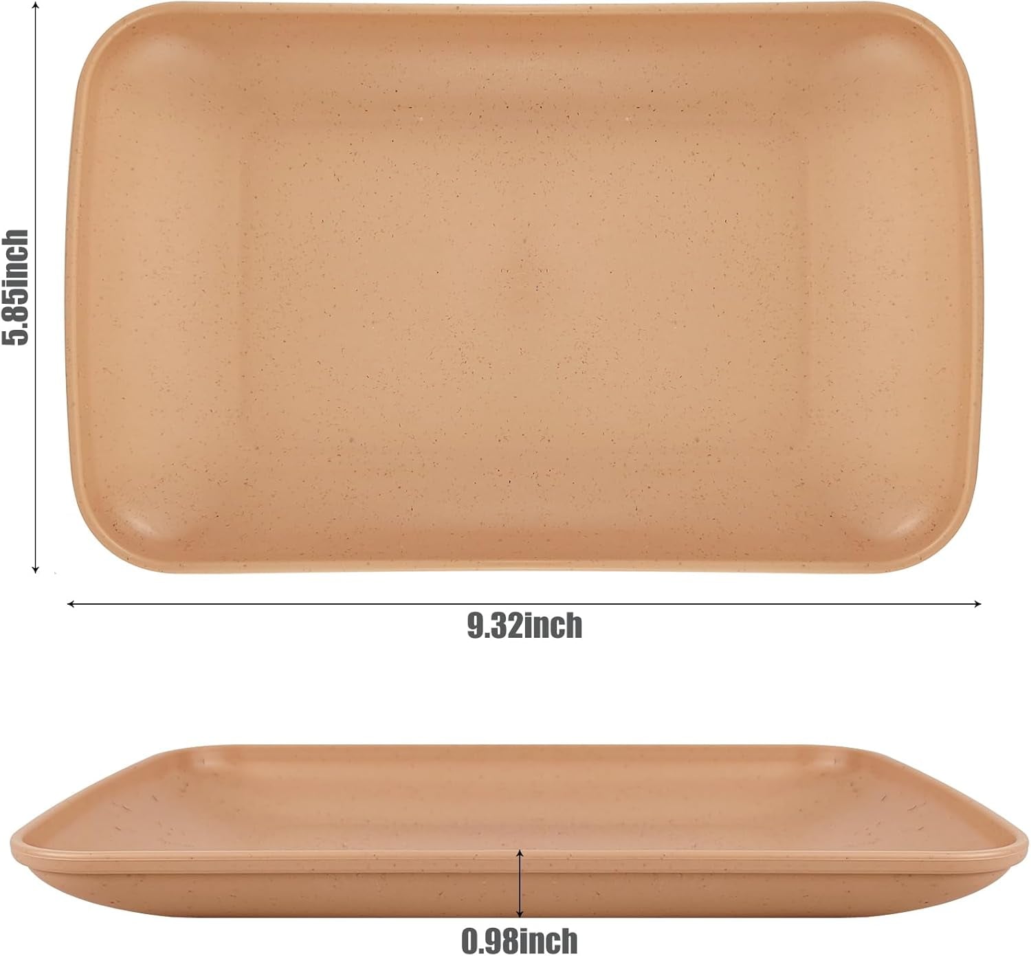 Wheat Straw Plates,4 Pack Rectangular Dinner Plates,Dinner Dishes Lightweight Plates Salad Plate for Kitchen Camping - BPA Free (4, Multicolour)
