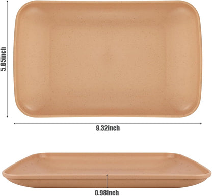 Wheat Straw Plates,4 Pack Rectangular Dinner Plates,Dinner Dishes Lightweight Plates Salad Plate for Kitchen Camping - BPA Free (4, Multicolour)
