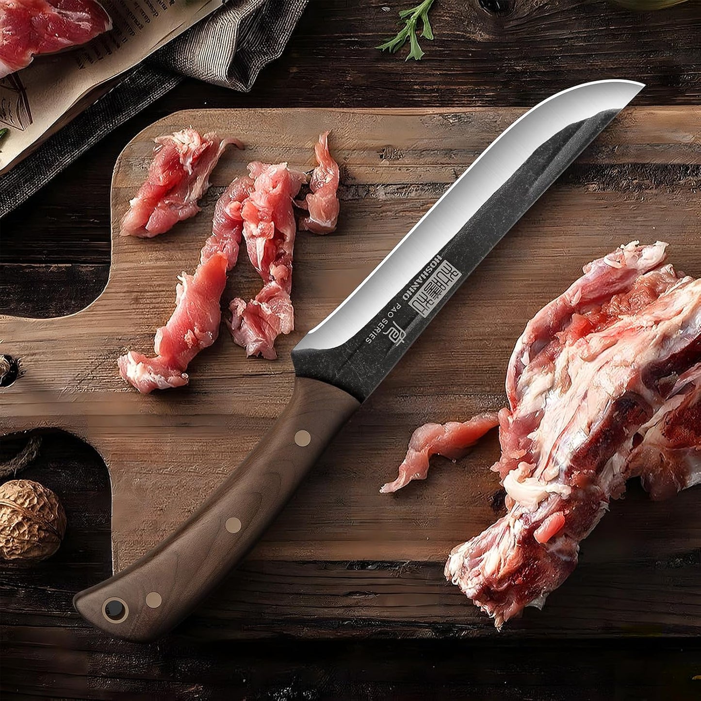 6.7 Inch Boning Knife for Meat Cutting, Super Sharp Fillet Knife for Fish, High Carbon Steel Hand Forged Butcher Knives for Brisket Trimming, BBQ, Camping