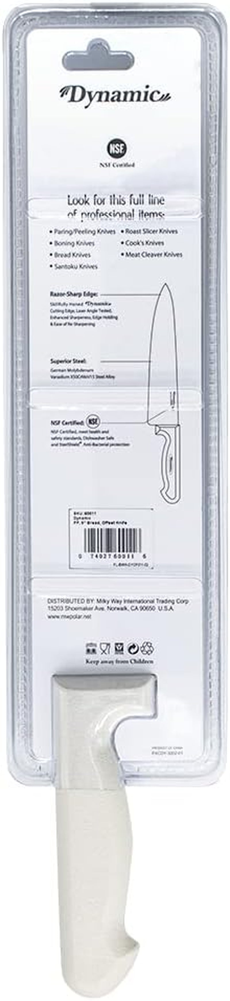Pro-Grip, Santoprene, Softgrip, 9" Bread, Offset Knife, White, Large