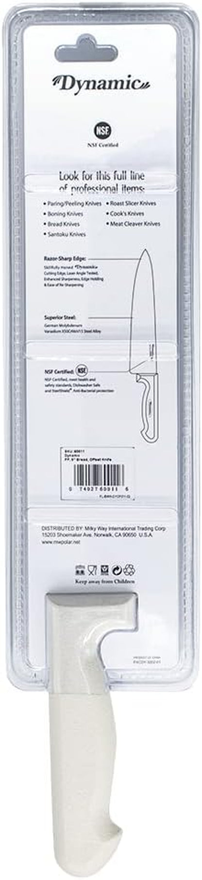 Pro-Grip, Santoprene, Softgrip, 9" Bread, Offset Knife, White, Large