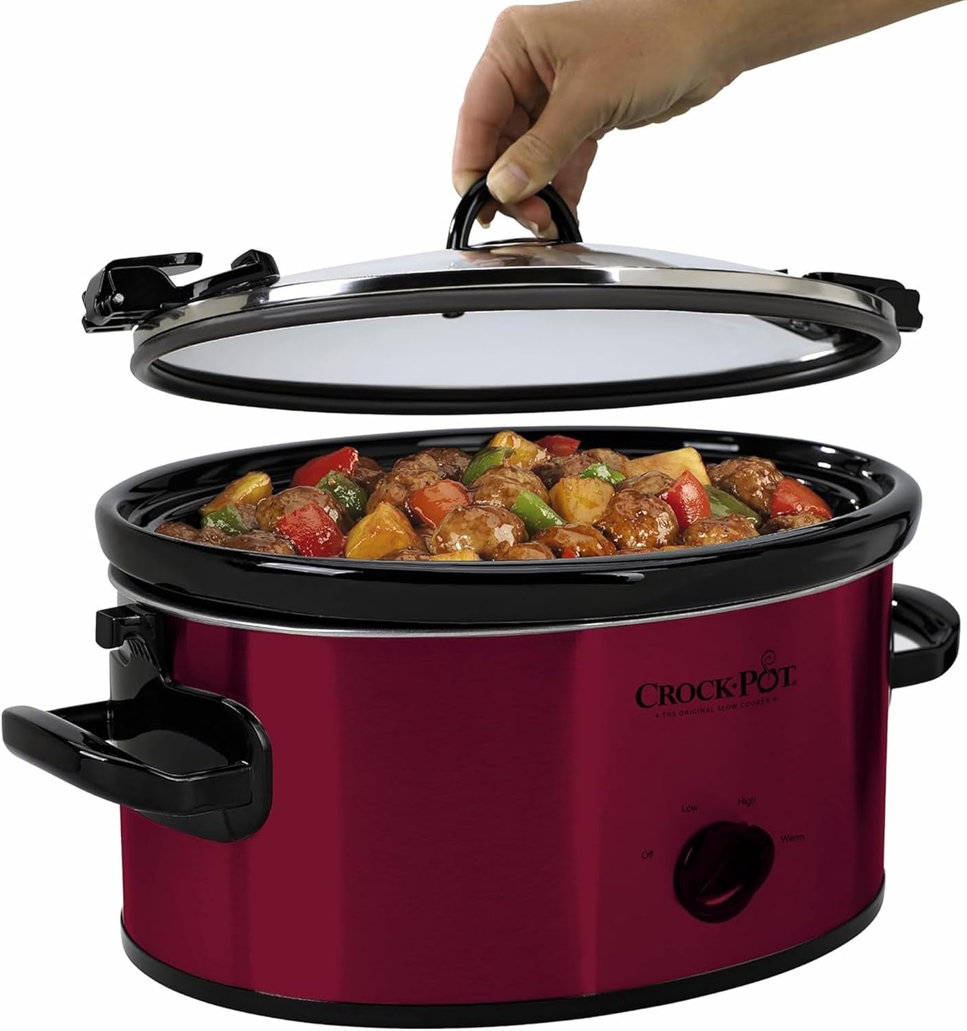 6-Quart Cook & Carry Oval Manual Portable Slow Cooker, Red - SCCPVL600-R