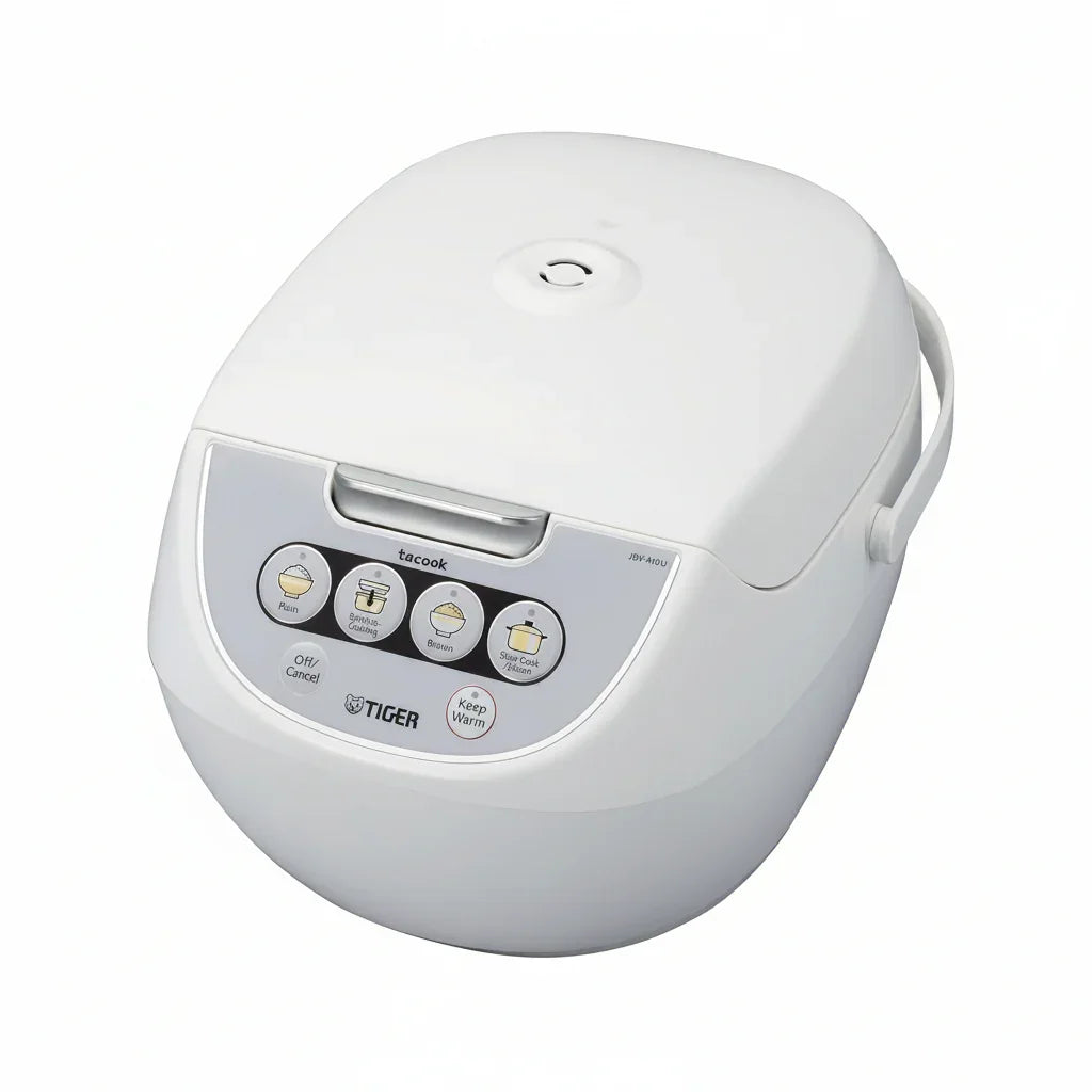 JBV-A10U 5.5-Cup (Uncooked) Micom Rice Cooker and Warmer with Tacook Food Steamer Cooking Tray Technology, White