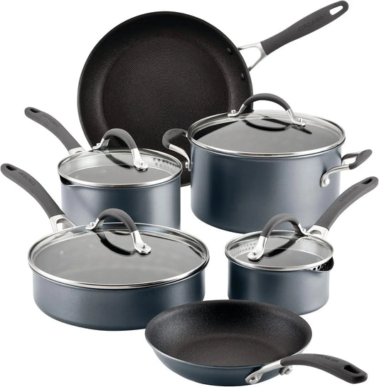 A1 Series with Scratchdefense Technology Nonstick Induction Cookware/Pots and Pans Set, 10 Piece - Graphite