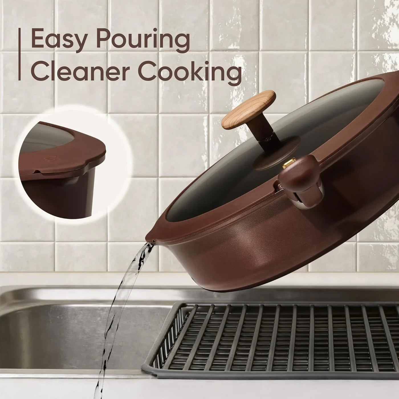 19PCS Ceramic Nonstick Cookware Set, Pots and Pans Set with Detachable Handle, Pfas-Free Non-Toxic, Induction & Oven Safe, Stackable Space-Saving, Dark Choco