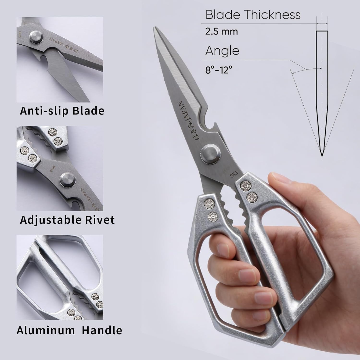 Kitchen Scissors Set 2PCS, Kitchen Shears Heavy Duty Poultry Shears Japan Meat Scissors for Food All Purpose Seafood Meat Cutting Cooking, Chicken Bones, Gifts for Men Women