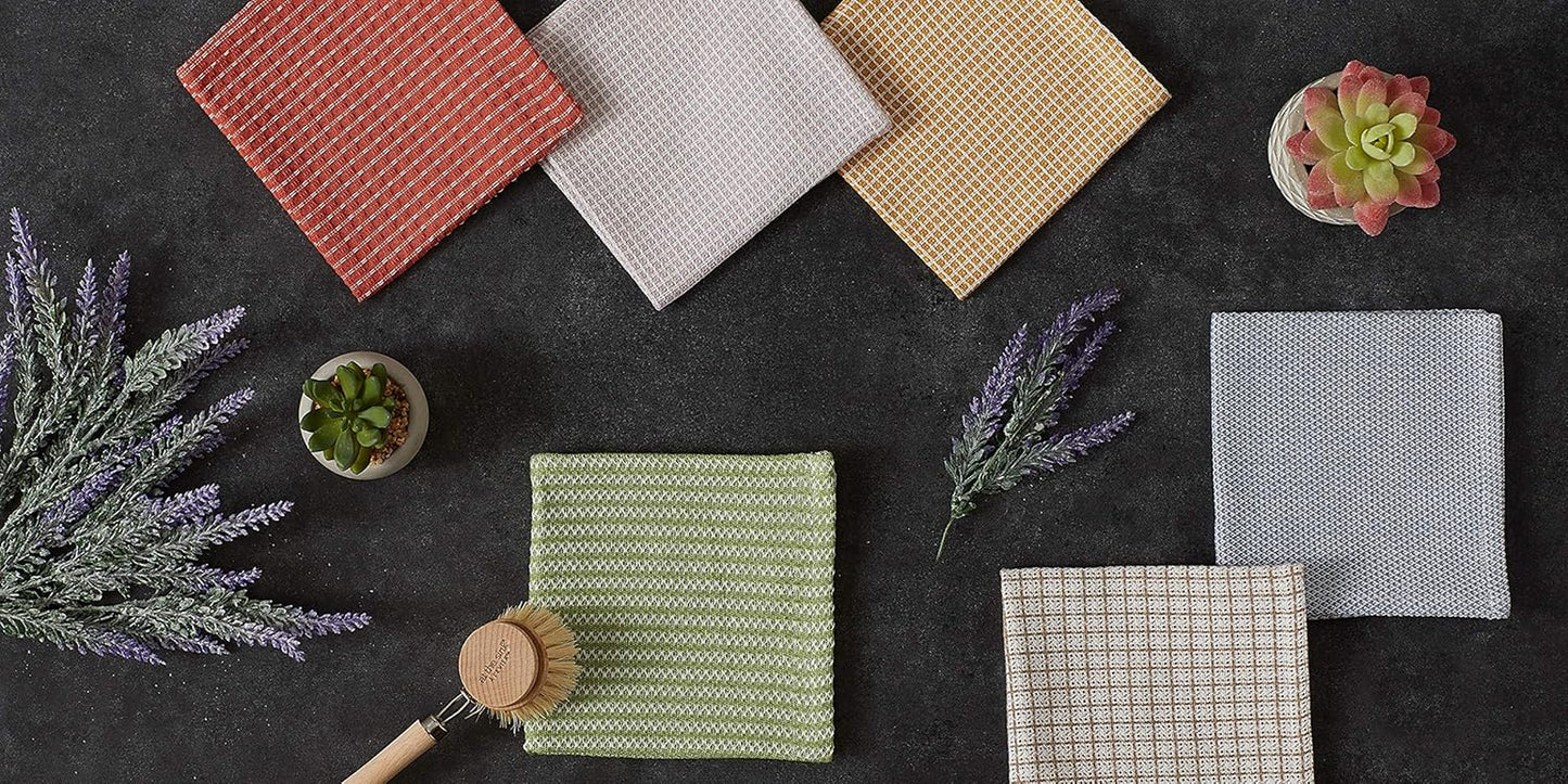 Everyday Kitchen Collection Assorted Dishcloth Set, 12X12, Antique Green, 5 Count