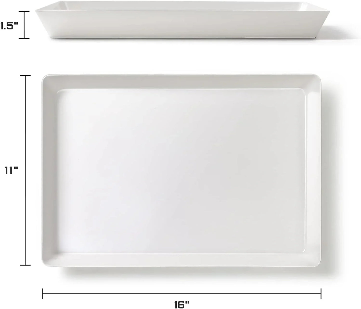 4-Pack Plastic 16" X 11" Large White Serving Trays Set - Reusable Serving Platters for Cookie, Appetizer, Charcuterie, Snack, Dessert, Party Food Display - Stackable Kitchen Countertop Tray, BPA Free