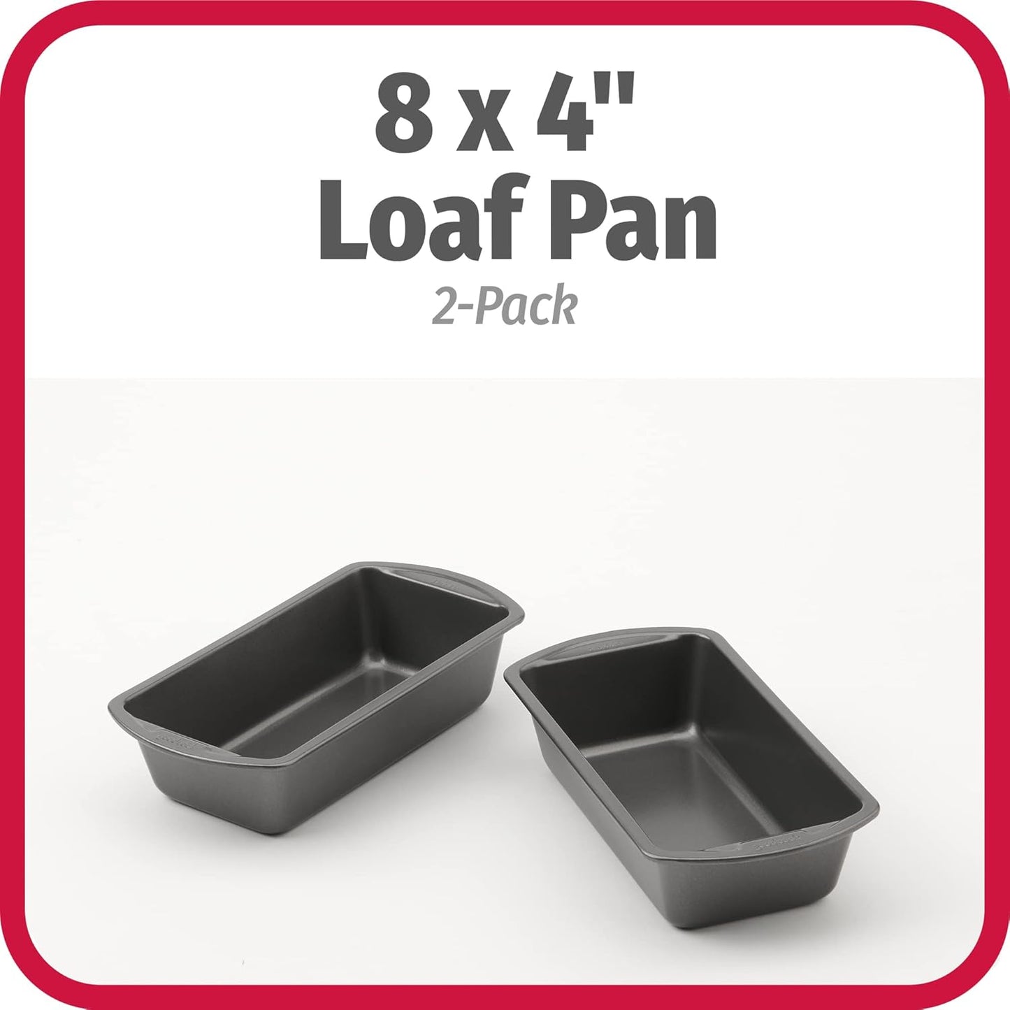 Nonstick Loaf Pan 8 X 4-Inch Heavy-Duty Steel Bakeware with Easy-Clean Non-Stick Coating, Oven & Dishwasher Safe Pan for Meatloaf Breads Lasagnas Casseroles & More, Set of 2, Gray