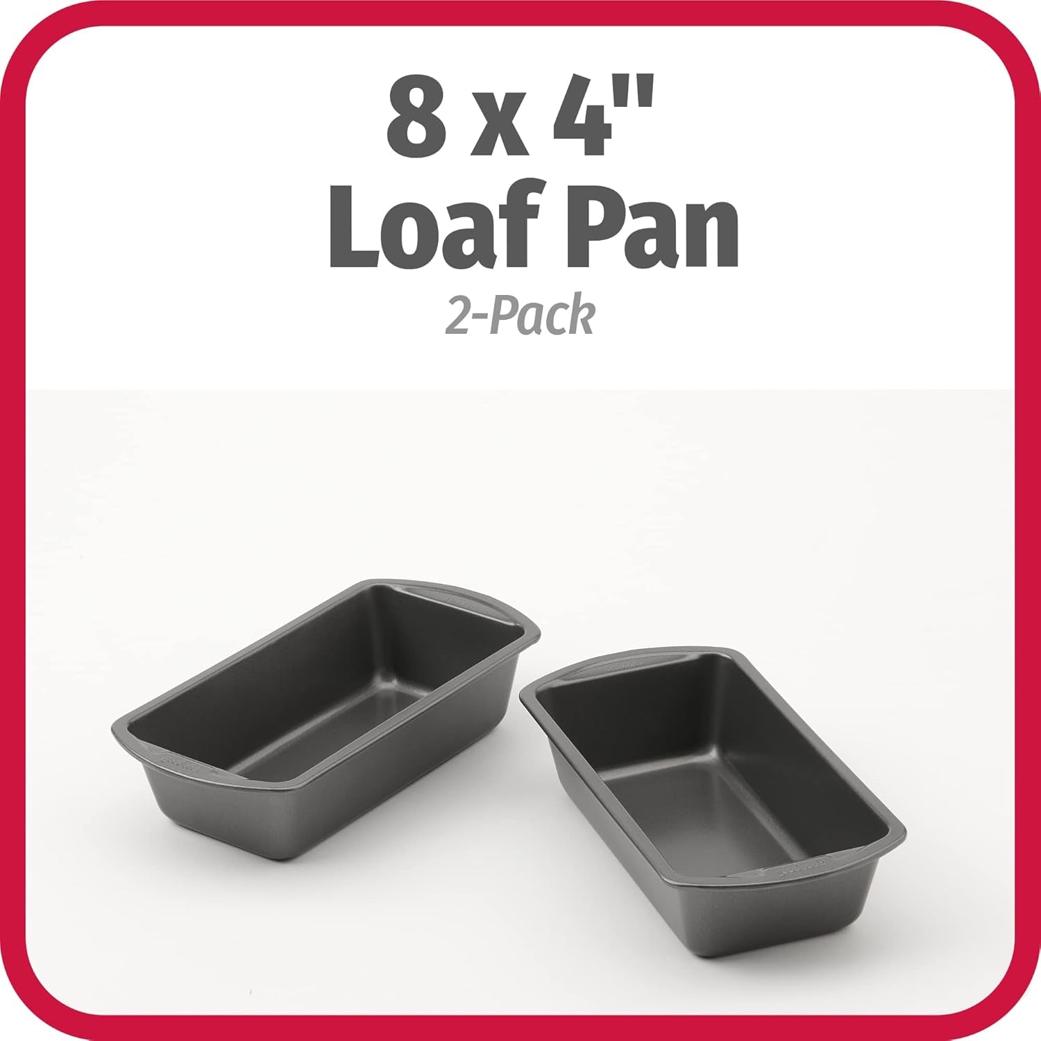 Nonstick Loaf Pan 8 X 4-Inch Heavy-Duty Steel Bakeware with Easy-Clean Non-Stick Coating, Oven & Dishwasher Safe Pan for Meatloaf Breads Lasagnas Casseroles & More, Set of 2, Gray