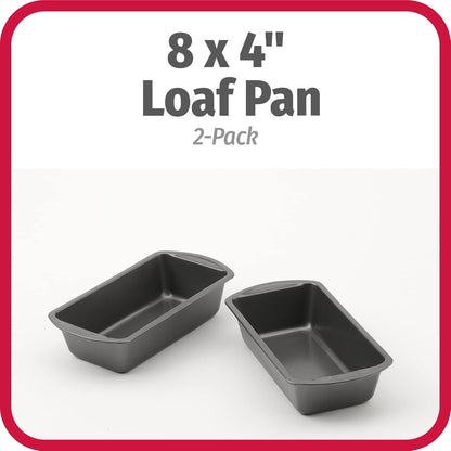 Nonstick Loaf Pan 8 X 4-Inch Heavy-Duty Steel Bakeware with Easy-Clean Non-Stick Coating, Oven & Dishwasher Safe Pan for Meatloaf Breads Lasagnas Casseroles & More, Set of 2, Gray