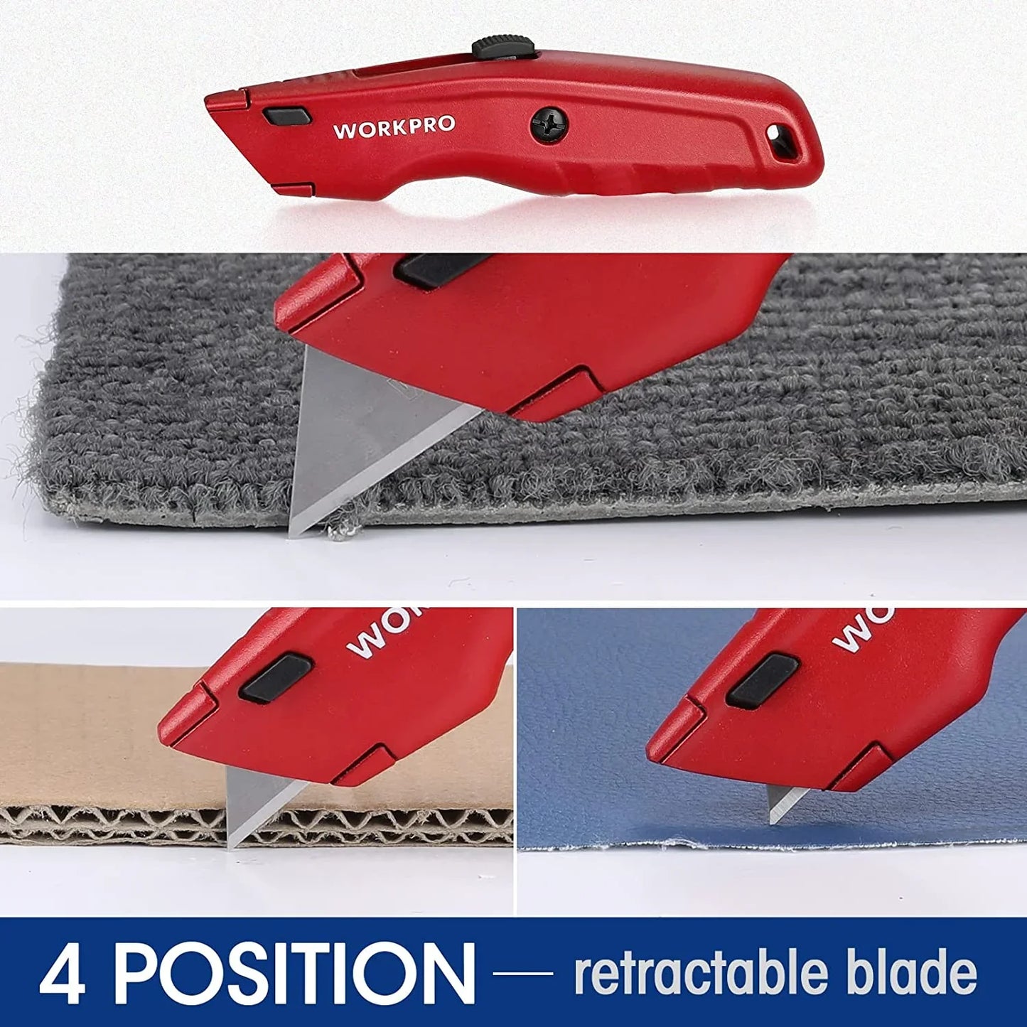 Premium Utility Knife, Retractable All Metal Heavy Duty Box Cutter, Quick Change Blade Razor Knife, with 10 Extra Blades