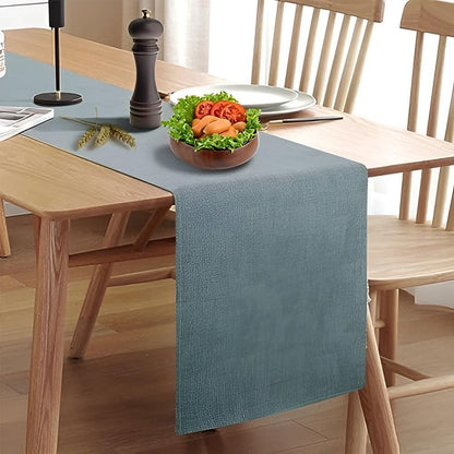 Wipeable Table Runner, Thick Farmhouse Dresser Runner, Rustic for Kitchen, Bedroom, Living Room, Indoor and Outdoor (72'', Blue Grey)