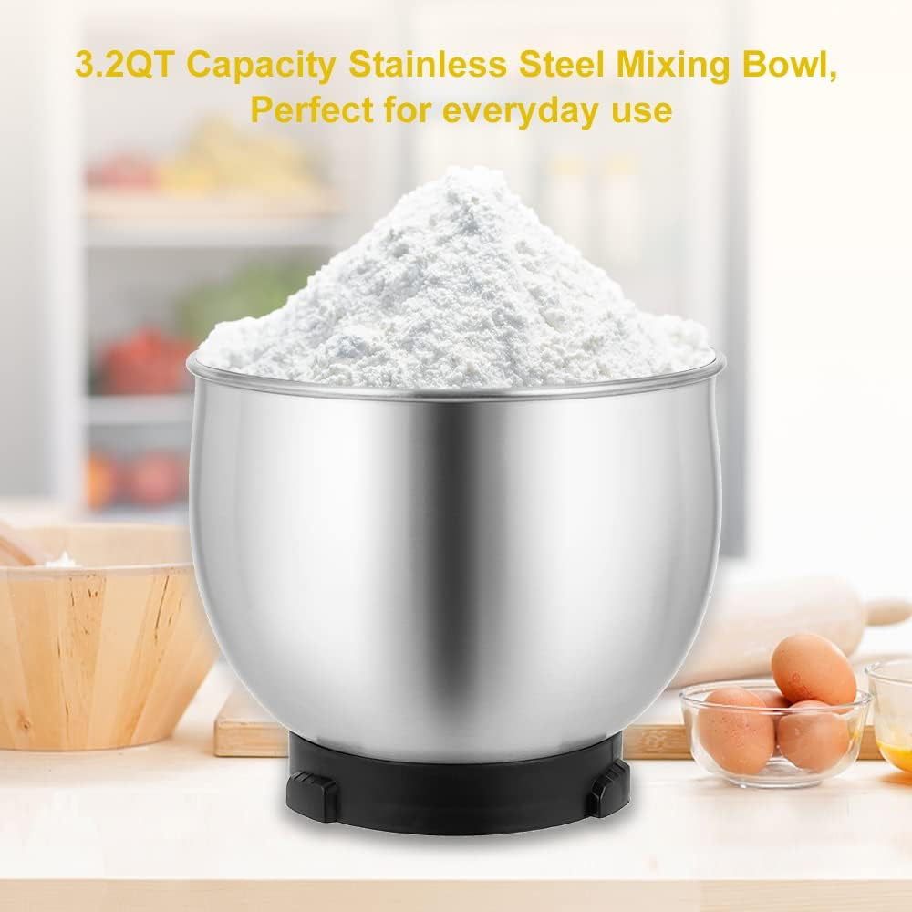 Stand Mixer,3.2Qt Small Electric Food Mixer,6 Speeds Portable Lightweight Kitchen Mixer for Daily Use with Egg Whisk,Dough Hook,Flat Beater (Pink)