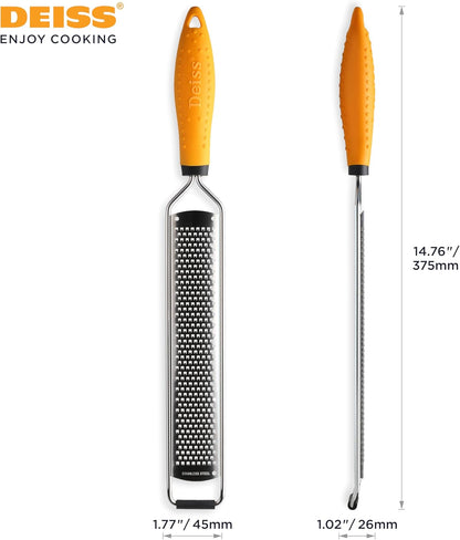 PRO Lemon Zester & Heavy Duty Cheese Grater & Vegetable Grater - Parmesan Cheese Lemon, Garlic, Nutmeg, Chocolate, Fruits, Vegetables, Ginger Grater - Cheese Shredder & Stainless Steel Grater