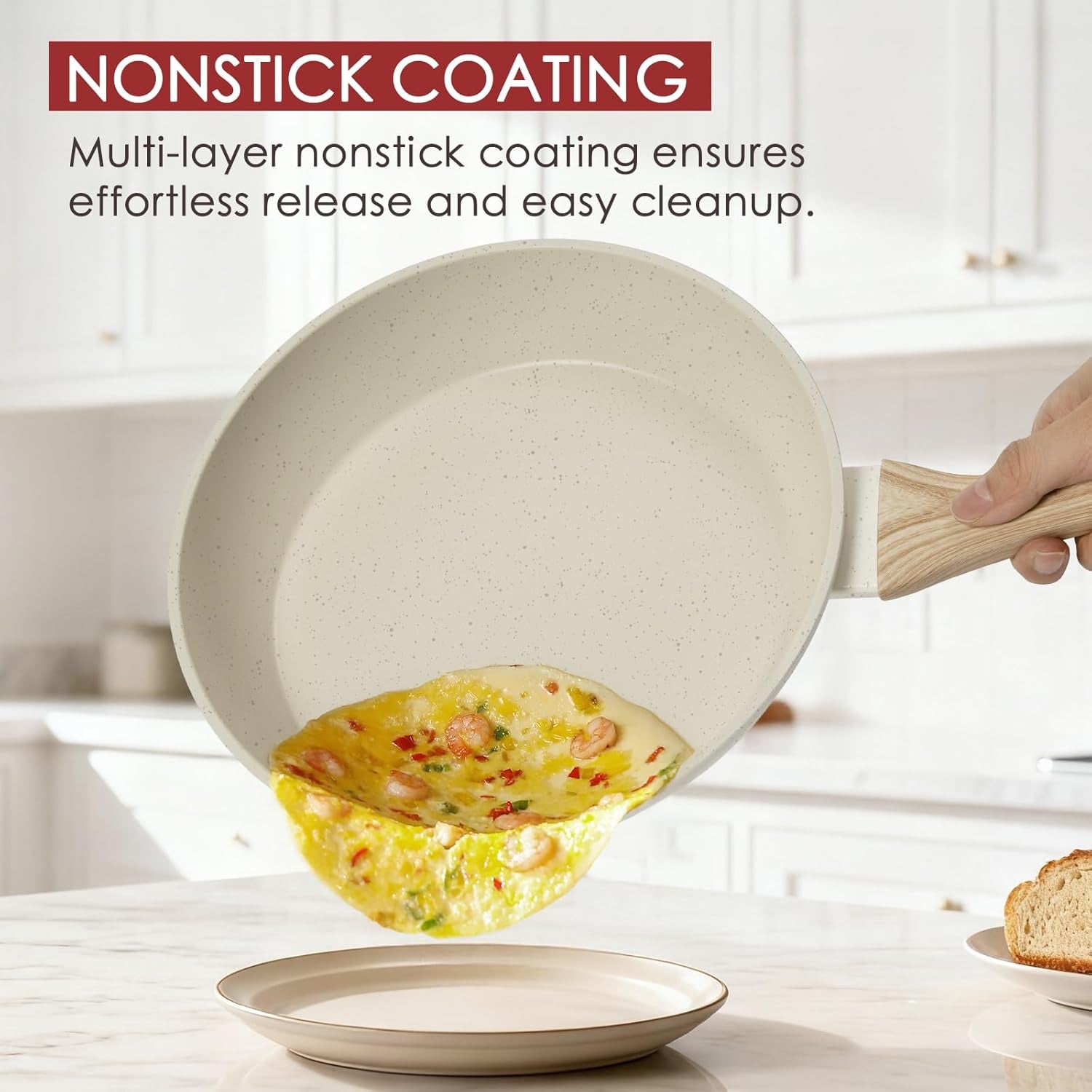 Pots and Pans Set Non Stick 31 Piece Kitchen Nonstick Cooking Cookware Sets with Grill Pan Saucepan Baking Sheet Utensil, Cream White