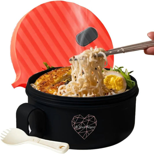 Microwaveable Ramen Noodle Bowl Cooker 40Oz for Ramen, Rice, Pho, Soup, and Pasta, Dishwasher Safe and Portable, Ideal for Home, Office, Dorm, or Gift (Red)