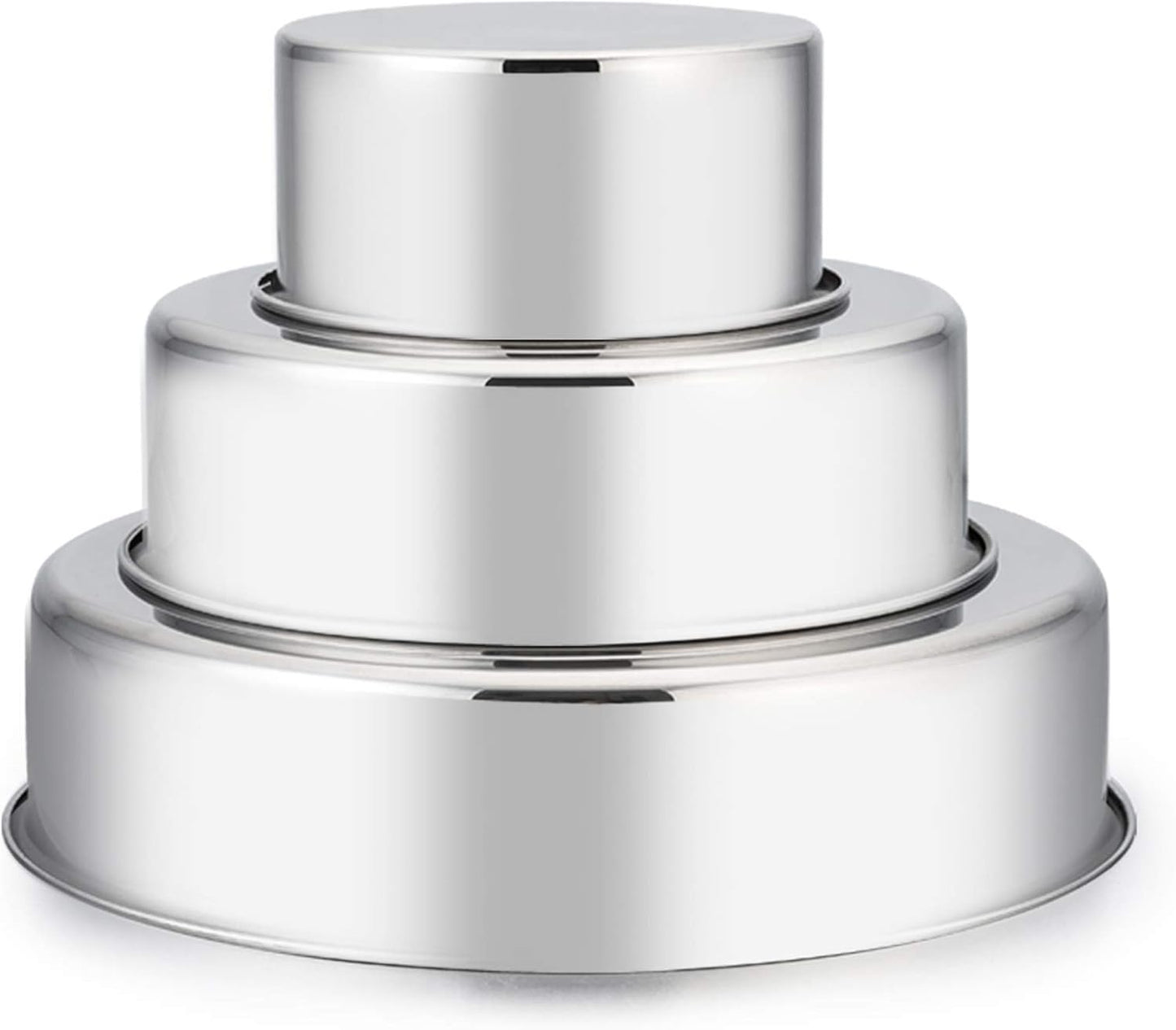 Cake Pan Set of 3 (4 Inch/6 Inch/8 Inch), Stainless Steel Small round Layer Cake Baking Pans, Perfect for Tier Smash Cake, Non-Toxic & Healthy, Mirror Finish & Dishwasher Safe
