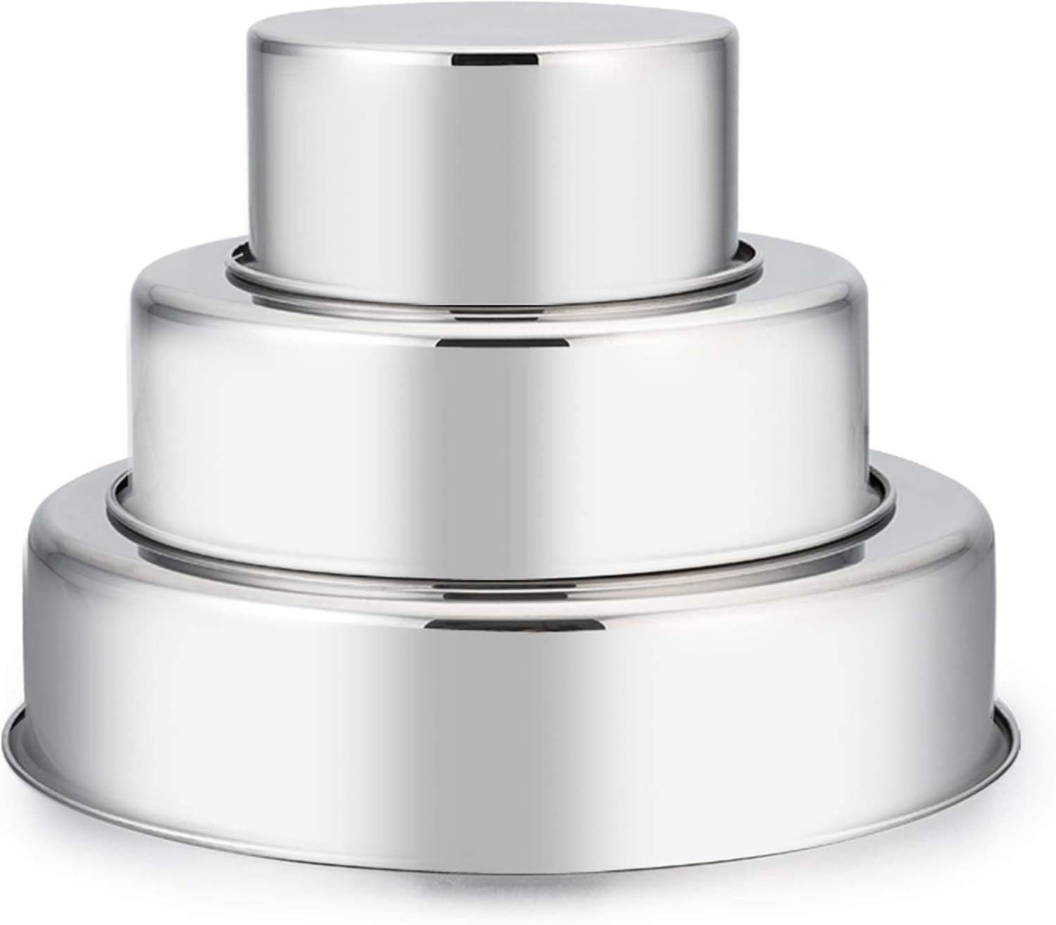 Cake Pan Set of 3 (4 Inch/6 Inch/8 Inch), Stainless Steel Small round Layer Cake Baking Pans, Perfect for Tier Smash Cake, Non-Toxic & Healthy, Mirror Finish & Dishwasher Safe