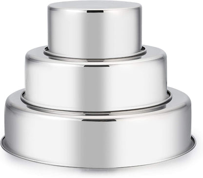 Cake Pan Set of 3 (4 Inch/6 Inch/8 Inch), Stainless Steel Small round Layer Cake Baking Pans, Perfect for Tier Smash Cake, Non-Toxic & Healthy, Mirror Finish & Dishwasher Safe