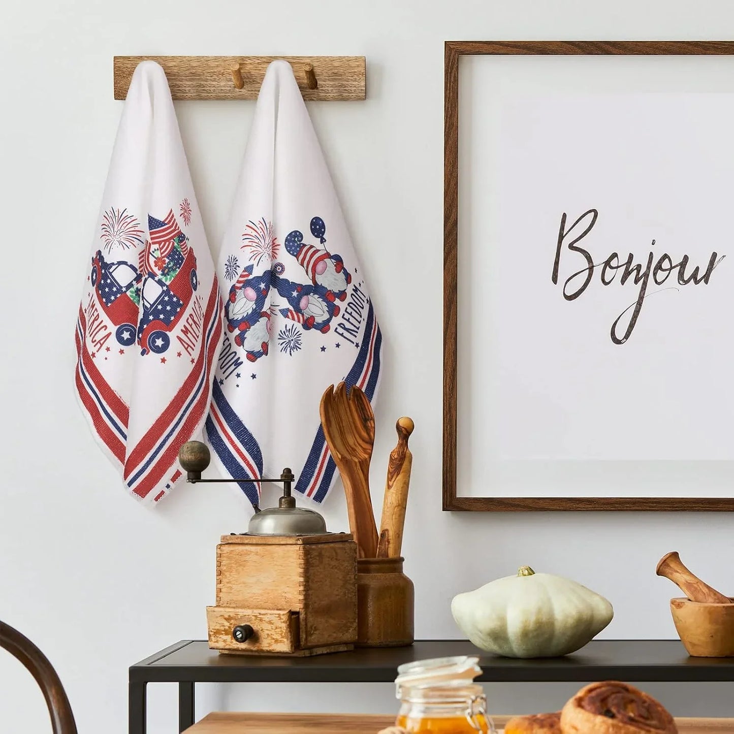 4 Pcs 4Th of July Patriotic Kitchen Towels American Flag Stars Dish Towels Independence Day Hand Towel Red White Blue 250Th Anniversary for Kitchen Housewarming Gifts Memorial Day Home, 15.7" X 23.6"