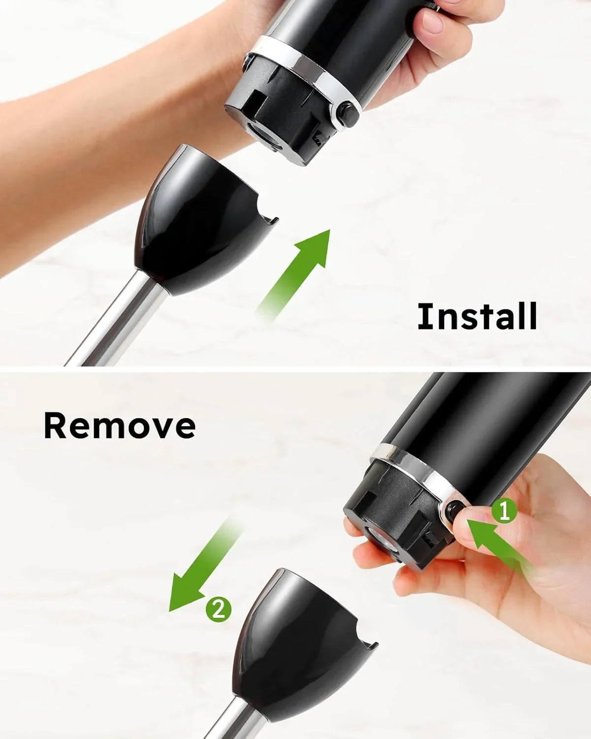 Immersion Blender Handheld, 3-In-1 Hand Blender Electric, 400W Handheld Licuadora De Mano, Stainless Steel Blade Stick Mixer with Whisk, Milk Frother Attachments - Black