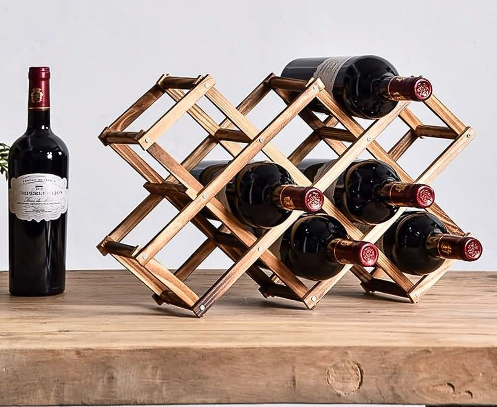 Freestanding Stackable Wine Rack Organizer for Countertop and Cabinets with Foldable Design and Scratch-Resistant Protector