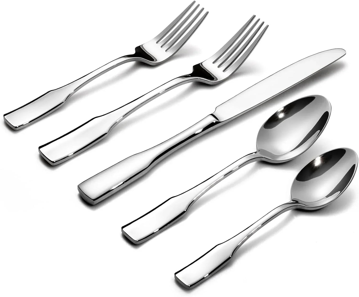 Kate 40-Piece Silverware Set,Service for 8,Stainless Steel Flatware Set,Mirror Polished Cutlery Set,Dishwasher Safe