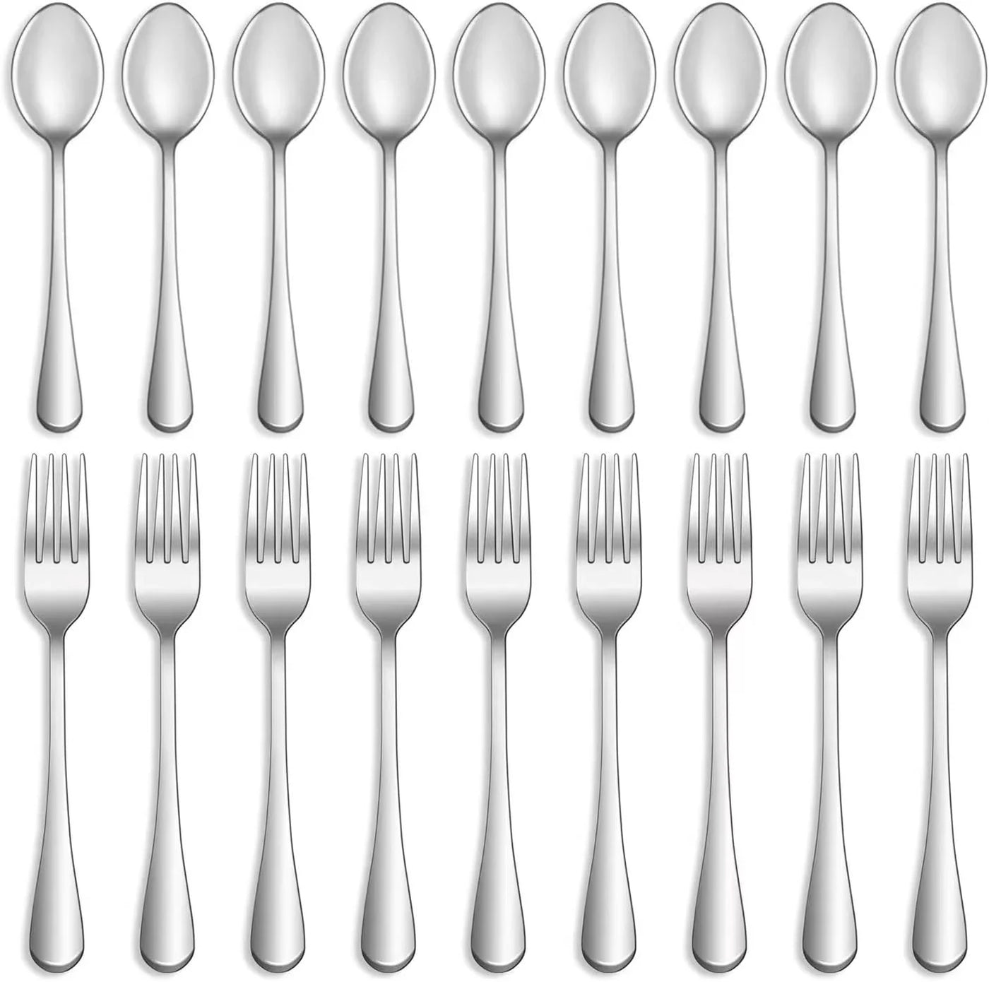 16 Pcs Forks and Spoons Silverware Set,Food Grade Stainless Steel Flatware Cutlery Set for Home,Kitchen and Restaurant,Mirror Polished,Dishwasher Safe - 8 Dinner Fork(8 Inch) and 8 Teaspoon(6.5 Inch)