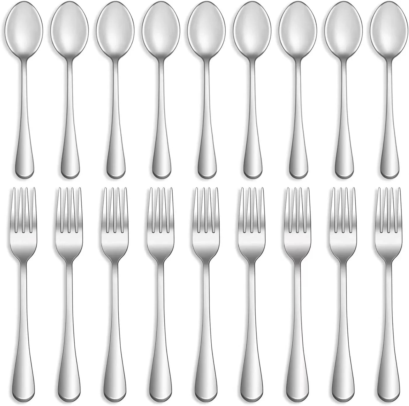 16 Pcs Forks and Spoons Silverware Set,Food Grade Stainless Steel Flatware Cutlery Set for Home,Kitchen and Restaurant,Mirror Polished,Dishwasher Safe - 8 Dinner Fork(8 Inch) and 8 Teaspoon(6.5 Inch)