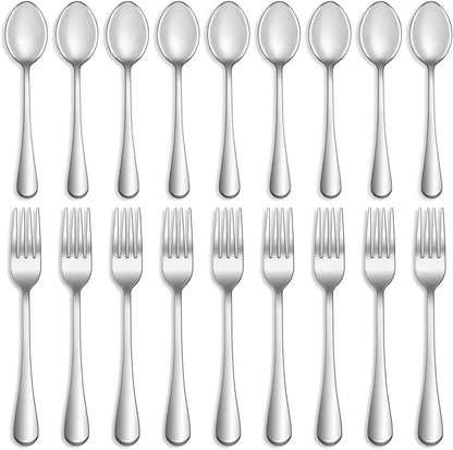 16 Pcs Forks and Spoons Silverware Set,Food Grade Stainless Steel Flatware Cutlery Set for Home,Kitchen and Restaurant,Mirror Polished,Dishwasher Safe - 8 Dinner Fork(8 Inch) and 8 Teaspoon(6.5 Inch)