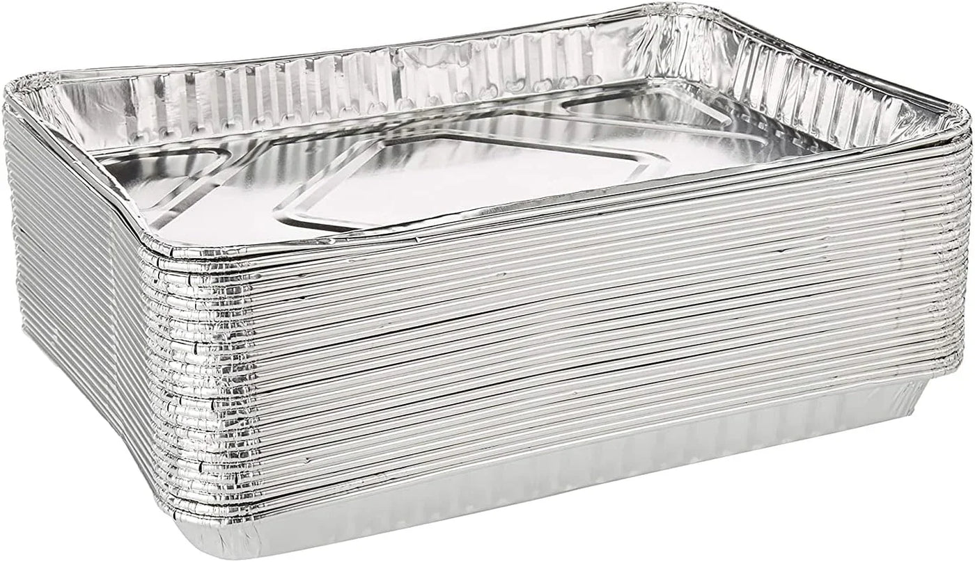 Pack of 12-1/4-Size (Quarter) Sheet Cake Aluminum Foil Pan– Extra Sturdy and Durable – Great for Bake Sales, Events and Transporting Food - 12-3/4" X8-3/4 X 1-1/4"