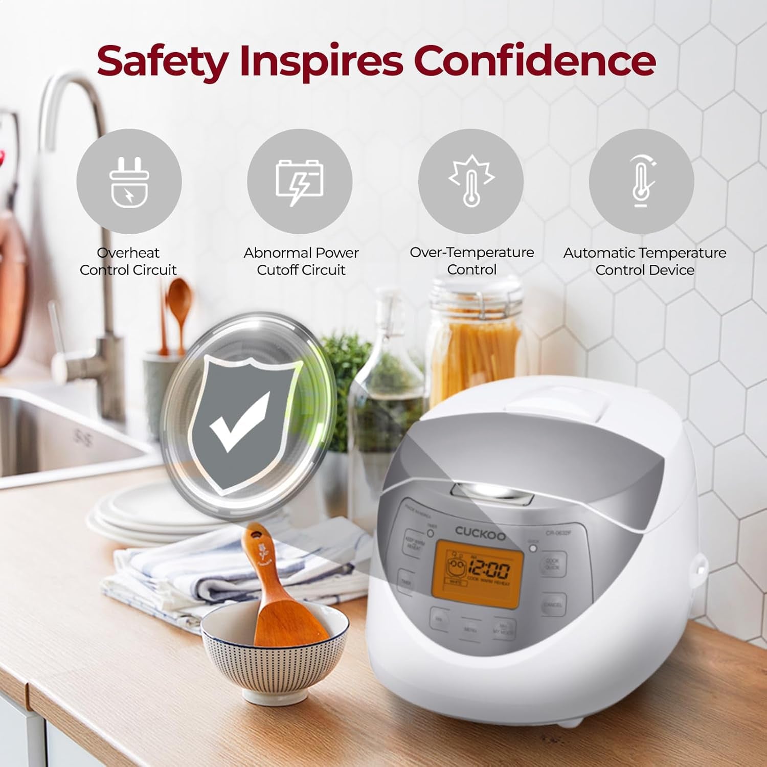 Micom Rice Cooker 6 Cup Uncooked / 12 Cup Cooked, Korean Fuzzy Logic Rice Cooker with Delay Timer & Keep Warm Setting, Versatile Food Steamer with Non-Stick Inner Pot, Silver (CR-0632F)