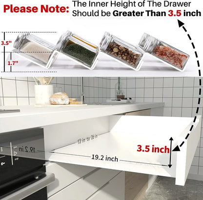 Clear Acrylic Spice Drawer Organizer, 4 Tier- 2 Set Expandable from 13" to 26" Drawer Seasoning Organizer, Kitchen Spice Rack Tray for Drawer/Countertop (Jars Not Included)