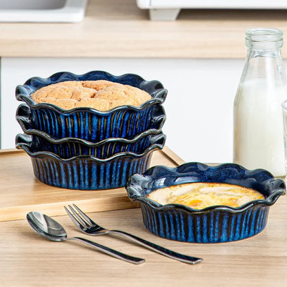 Mini Pie Pans Set of 6, 5.2 Inch Ceramic Deep Dish Pie Plate for Baking Microwave & Oven Safe, Cream Colored