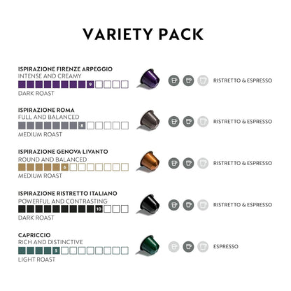 Capsules Original Line, Ispirazione Favorites Variety Pack, Medium & Dark Roast Espresso Coffee, 50 Count Coffee Pods