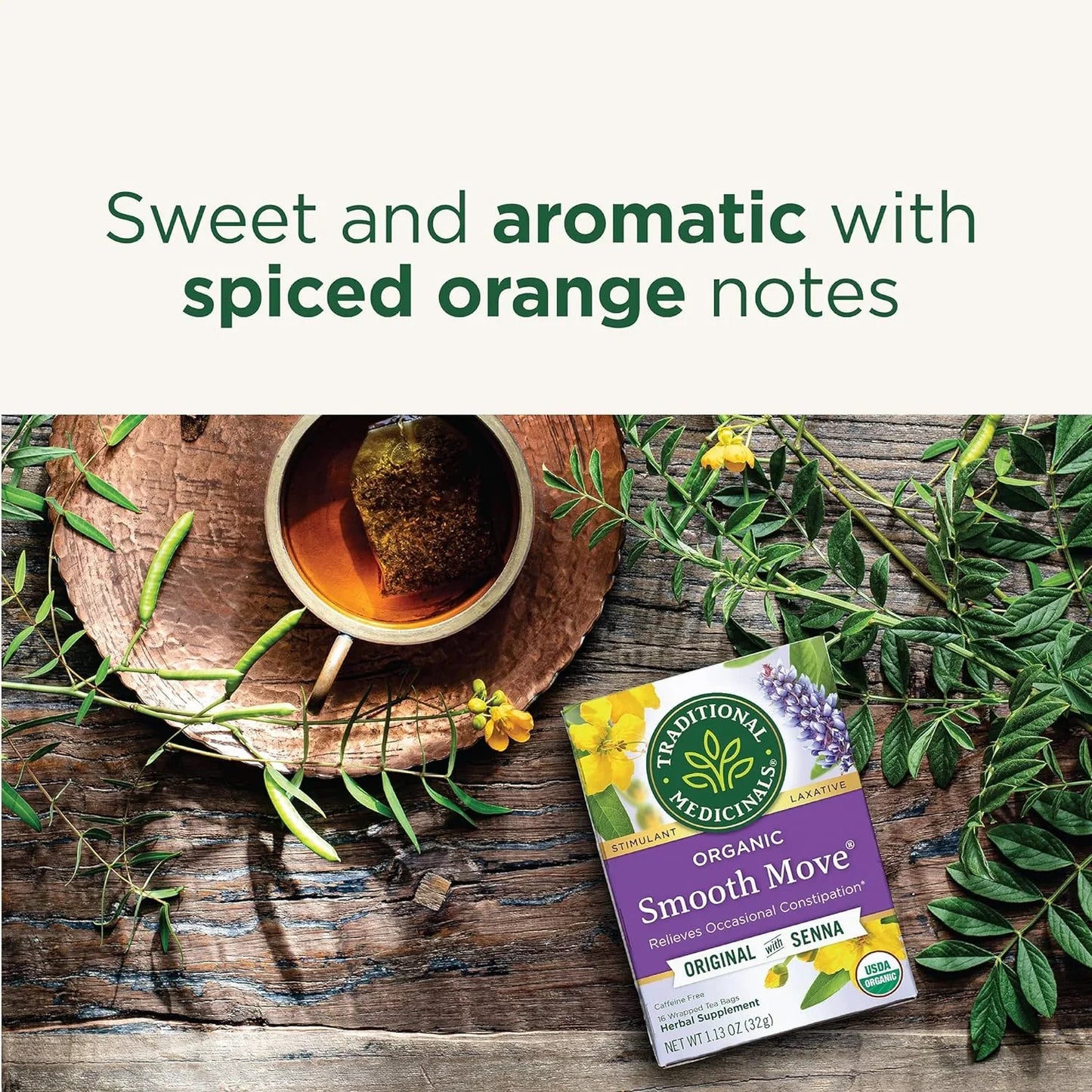 Organic Smooth Move Laxative Tea, 16 Tea Bags (Pack of 1)